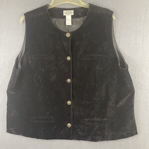 Stonebridge Velvet Vest Women's 22W Black Career  Button Up Western Casual